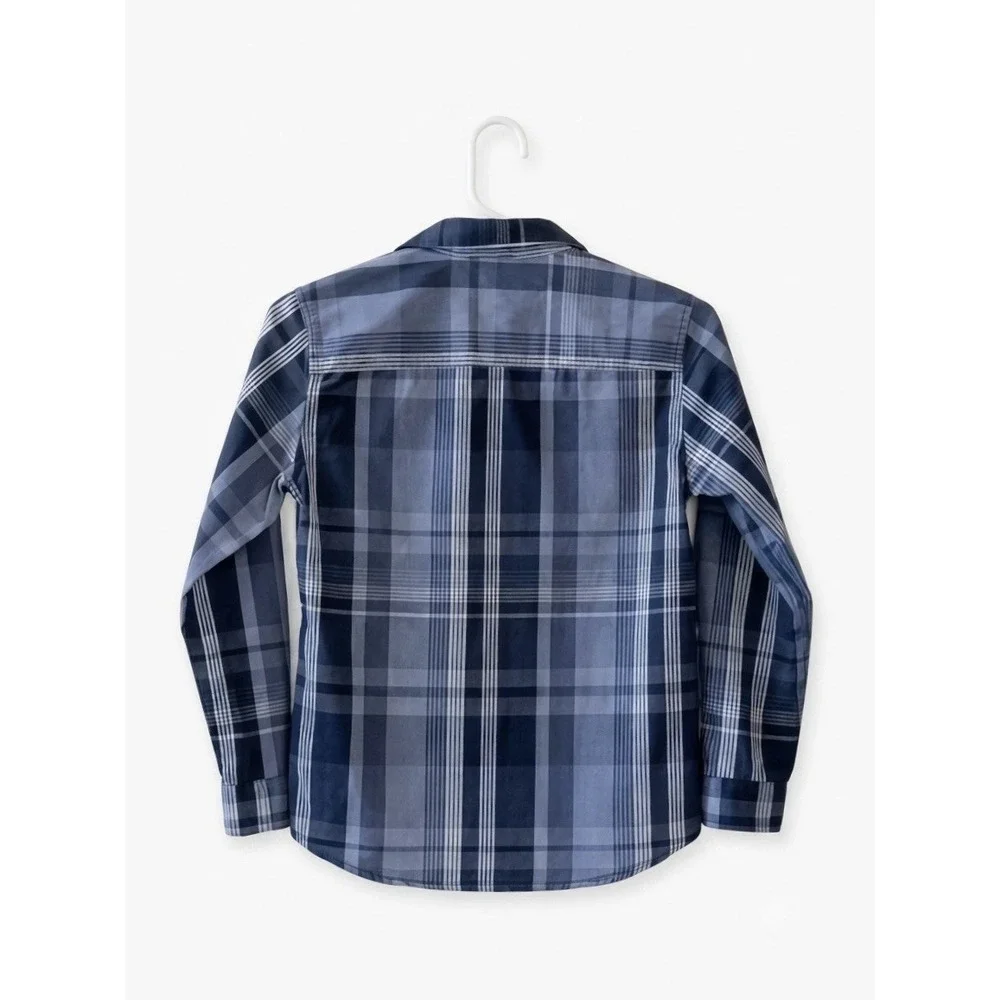 Calvin Klein Jeans Boys Size‎ 10/12 Blue Plaid Long Sleeve Button Down Shirt